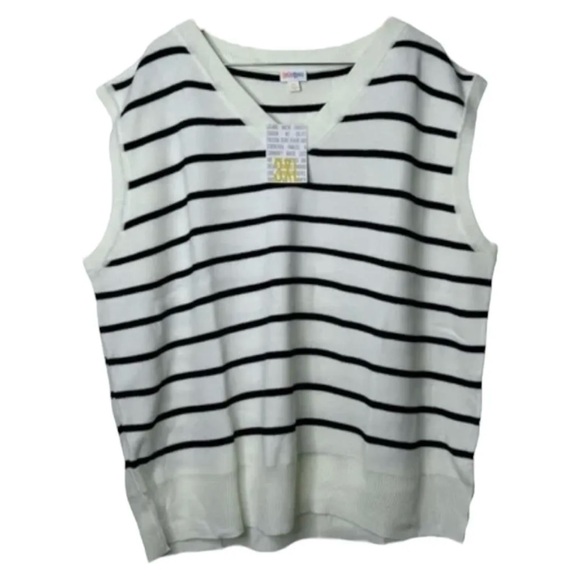 LuLaRoe Sweaters - NWT Lularoe Women's 3XL Vest Light Knit White & Black Striped Sweater Unisex